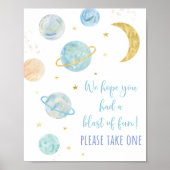 Blauwe Pastel Galaxy Space Verjaardagsfeestvoortek Poster (Voorkant)