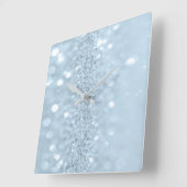 Blauwe pastel Glitter Grey Metal Abstract Spark Vierkante Klok (Hoek)