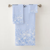 Blauwe pastel glitter naam glamoureus bad handdoek (Insitu)