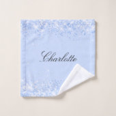Blauwe pastel glitter naam glamoureus bad handdoek (Wasdoekje)
