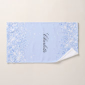 Blauwe pastel glitter naam glamoureus bad handdoek (Handdoek)