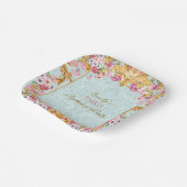 Blauwe pastel goud derde barokke rococo verjaardag papieren bordje (Gebogen)