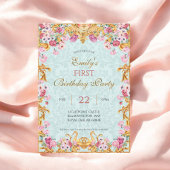 Blauwe pastel goud eerste barokke rococo verjaarda kaart