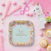 Blauwe pastel goud vijfde barokke rococo verjaarda papieren bordje (Feest)