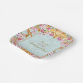 Blauwe pastel goud vijfde barokke rococo verjaarda papieren bordje (Gebogen)