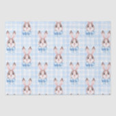 Blauwe Pastel Konijnenkonijn Gift Tissuepapier (Voorkant)