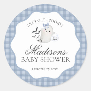 Blauwe Pastel Little Boo Geest Baby Shower Zegel