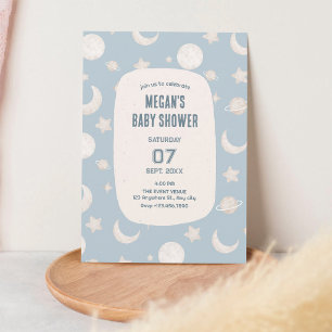 Blauwe Pastel Ruimte Astronaut Baby Shower Kaart