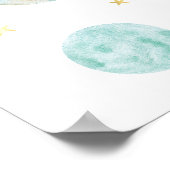 Blauwe Pastel Twee de Maan Ruimte Verjaardag Welko Poster (Hoek)