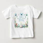 Blauwe pastel vlinder fee eerste verjaardag - (Voorkant)