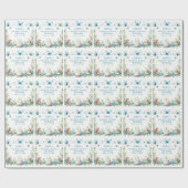 Blauwe pastel vlinder fee eerste verjaardag - cadeaupapier (Vlak)