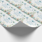 Blauwe pastel vlinder fee eerste verjaardag - cadeaupapier (Hoek)