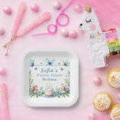 Blauwe pastel vlinder fee eerste verjaardag - papieren bordje (Feest)