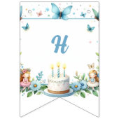 Blauwe pastel vlinder fee eerste verjaardag - vlaggetjes (Tweede vlag)