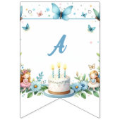 Blauwe pastel vlinder fee eerste verjaardag - vlaggetjes (Derde vlag)