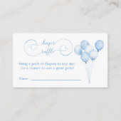 Blauwe Pastel Waterverf Ballonnen Luier Raffle Informatiekaartje (Voorkant)