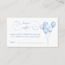 Blauwe Pastel Waterverf Ballonnen Luier Raffle Informatiekaartje