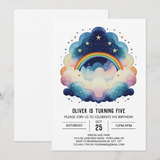 Blauwe Pastel Wolken Verjaardag Kaart (Voorkant / Achterkant)