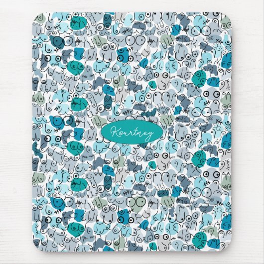 blauwe pastelborst muismat (Voorkant)