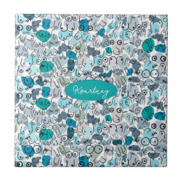 blauwe pastelborst tegeltje