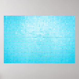 Blauwe pastelkeramische tegels, abstract poster