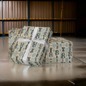 Blauwe pastelnotenkrakerpoeder cadeaupapier