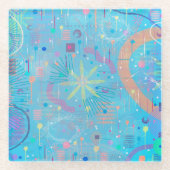 Blauwe Pastels Droom Abstract Glazen Onderzetter (Voorkant)