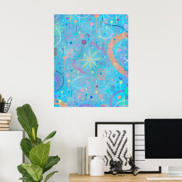 Blauwe Pastels Droom Abstract  Poster