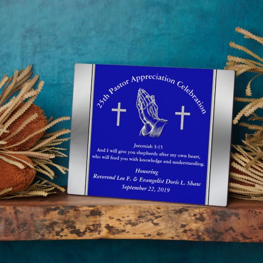  blauwe pastor Appreciation Plaque Fotoplaat (Zijkant)