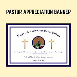 Blauwe Pastor waardering Kerk Jubileum Evenement Spandoek