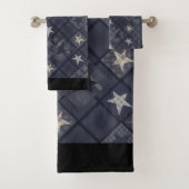 Blauwe patchwork bad handdoek (Insitu)