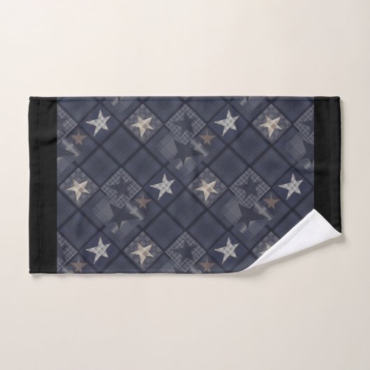 Blauwe patchwork bad handdoek (Handdoek)