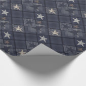 Blauwe patchwork cadeaupapier (Hoek)