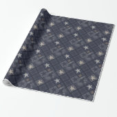 Blauwe patchwork cadeaupapier (Uitgerold)
