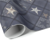 Blauwe patchwork cadeaupapier (Rol Hoek)