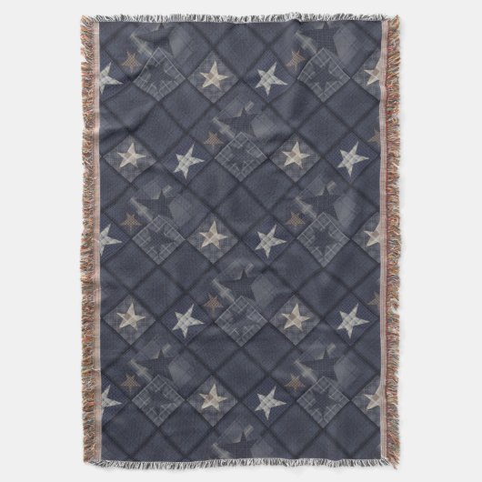 Blauwe patchwork deken (Voorkant Verticaal)