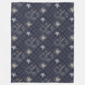 Blauwe patchwork fleece deken (Voorkant)