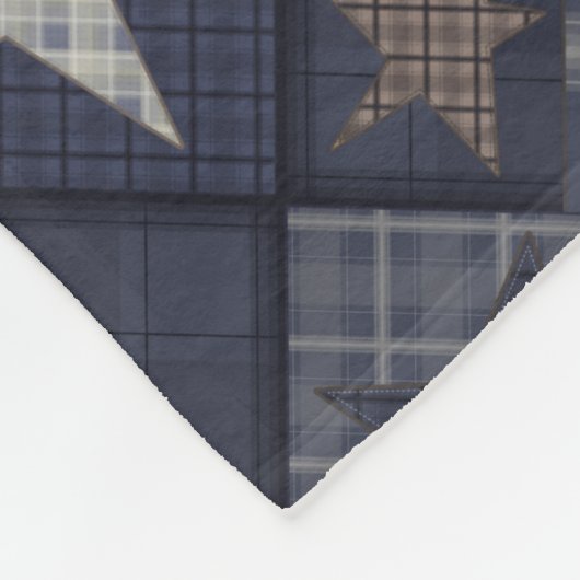 Blauwe patchwork fleece deken (Hoek)