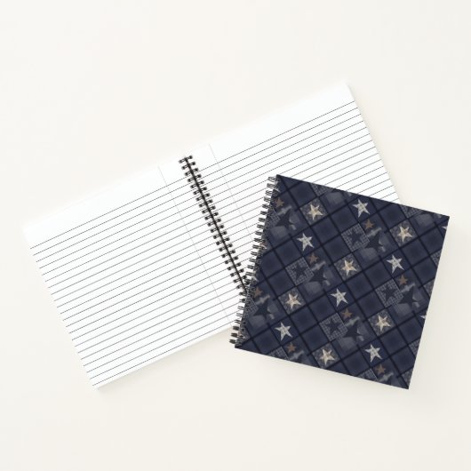 Blauwe patchwork notitieboek (Binnen)