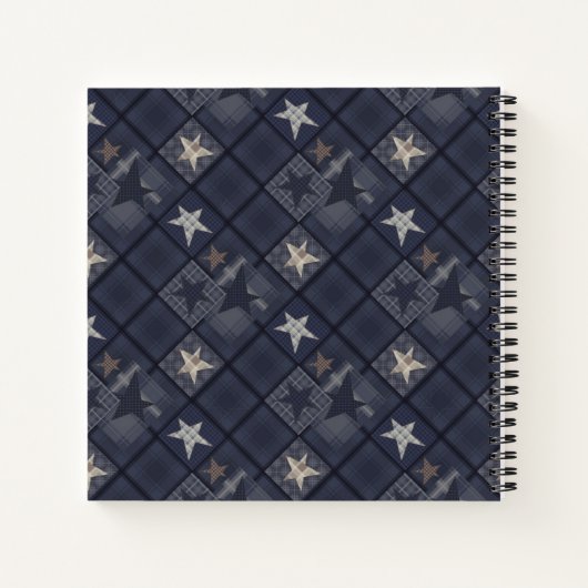 Blauwe patchwork notitieboek (Achterkant)