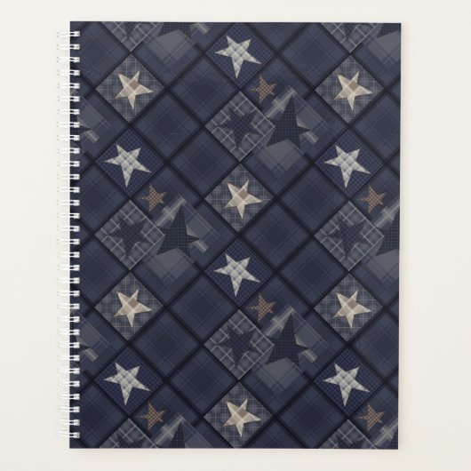 Blauwe patchwork planner (Voorkant)