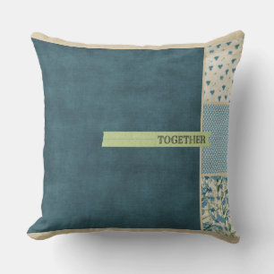 Blauwe Patchwork Samen Accent Kussen