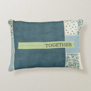 Blauwe Patchwork Samen Worp Kussen