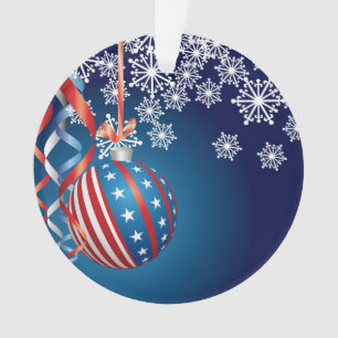 Blauwe patriottische kerst ornament
