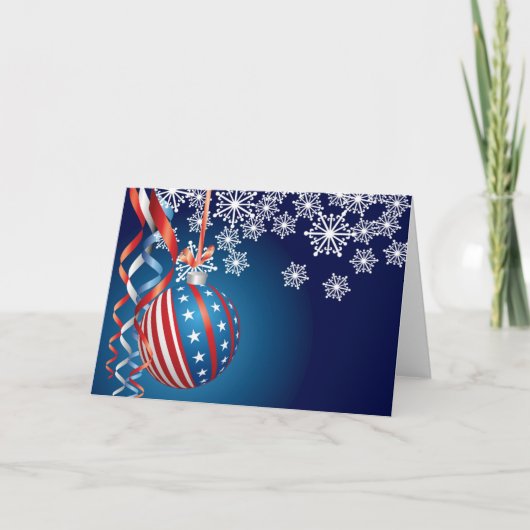Blauwe Patriottische Kerstmis Feestdagen Kaart (Voorkant)