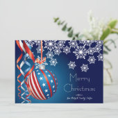 Blauwe Patriottische Kerstmis Feestdagenkaart (Staand voorkant)