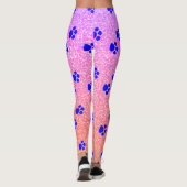 Blauwe patronen Roze Roze Glitter Glitter Leggings (Achterkant)