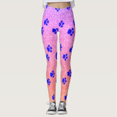 Blauwe patronen Roze Roze Glitter Glitter Leggings (Voorkant)