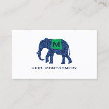 Blauwe Patroon Olifant met Monogram