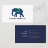 Blauwe Patroon Olifant met Monogram Visitekaartje (Voorkant / Achterkant)